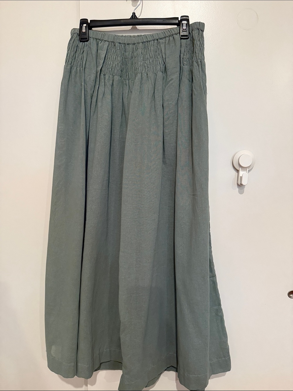 Free-est Rising Sun Smocked Wide Leg Pant in Sage Green